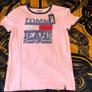 Tommy Hilfiger (Tommy Jeans) Pink Tee with Navy Trim